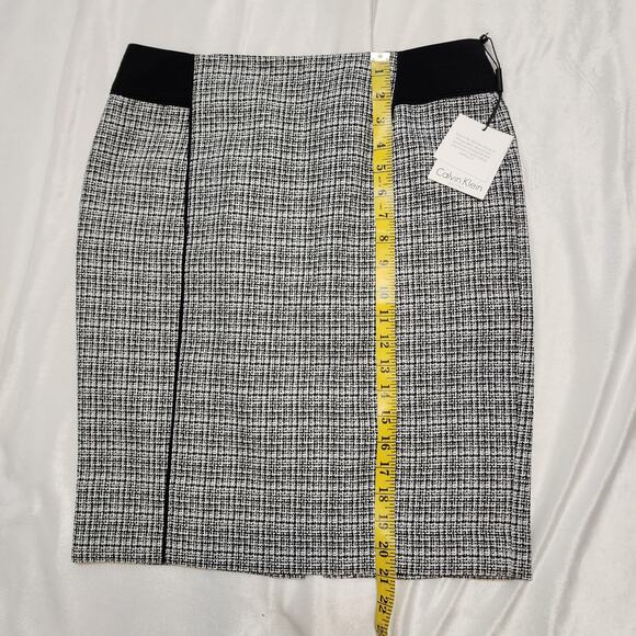NWT Calvin Klein Houndstooth Black Gray Career Office Pencil Skirt, 6 Petite - Picture 6 of 8